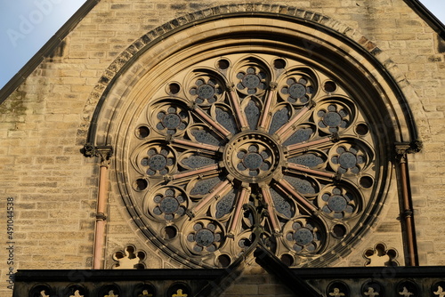 Rose window of The Welsh Presbyterian Church in Chester,UK. photo