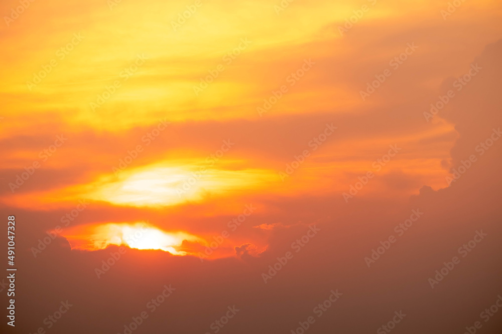 beautiful orange clouds  and sunlight on the morning perfect sky for the background, background,banner