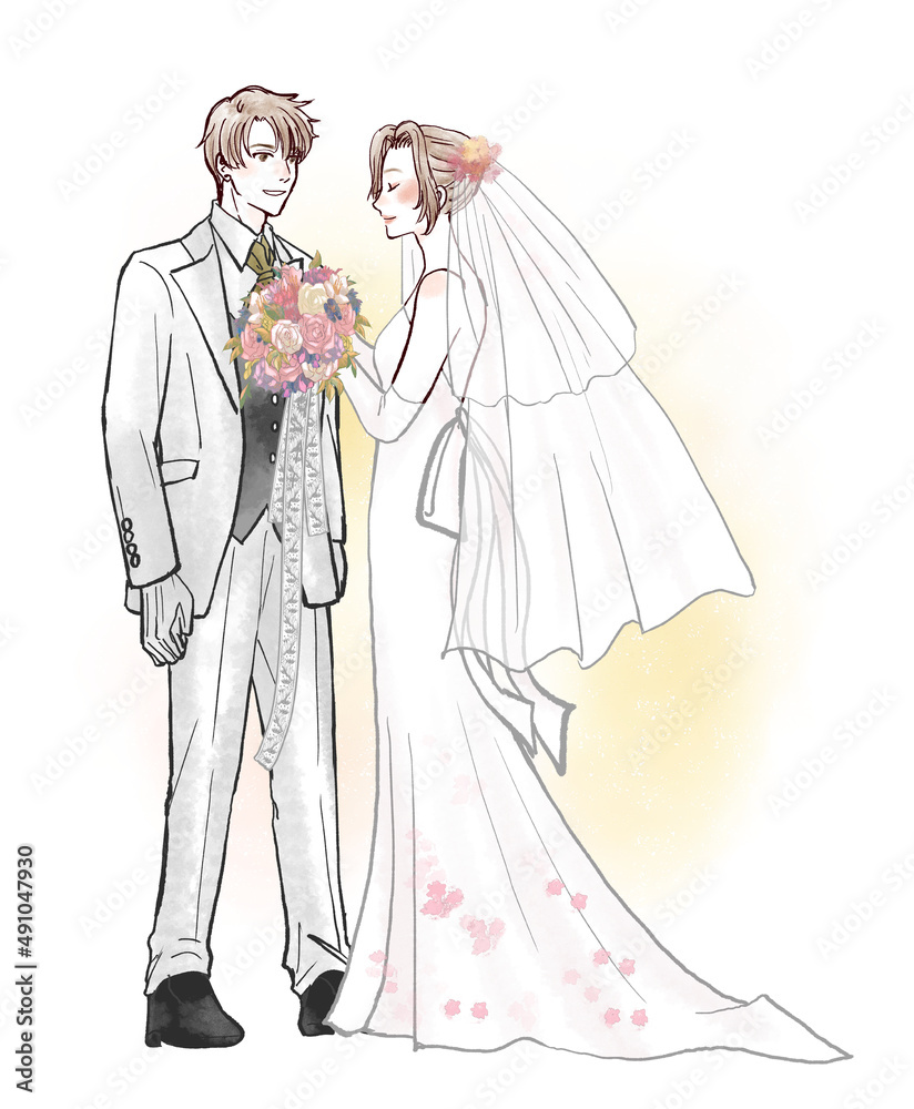 結婚式を挙げる男女カップル 結婚式を挙げる男女カップル