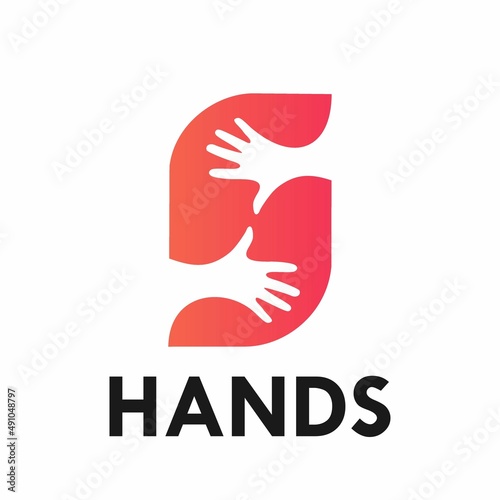 s, letter a with hands logo template illustration. suitable for partnership, identity, symbol, support, teamwork, web, outline etc