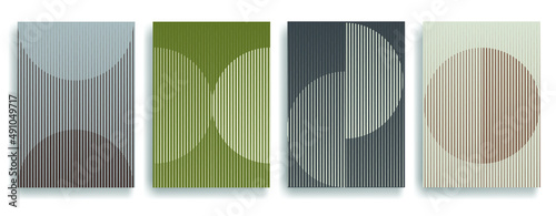 Art composition with lines .Modern art design .Neutral color stripes .Transition speed lines .Bauhaus art style .Geometric shape. Wall art .