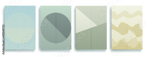 Art composition with lines .Modern art design .Neutral color stripes .Transition speed lines .Bauhaus art style .Geometric shape. Wall art .