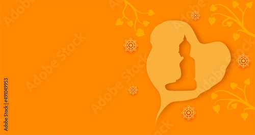 Magha Puja, Asanha Puja,Visakha Puja Day, Buddhist holiday concept. Design with buddha background. Vector.