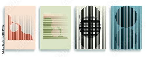 Art composition with lines .Modern art design .Neutral color stripes .Transition speed lines .Bauhaus art style .Geometric shape. Wall art .