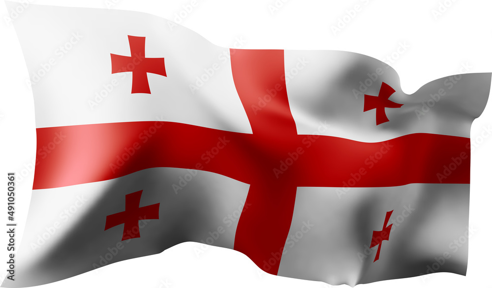 Waving flag of the Georgia. Illustration of wavy Georgia Flag. Flag on transparent background - vector illustration.