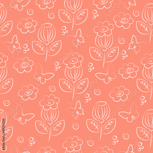 Wallpaper Mural Seamless floral pattern .Suitable for fabric,paper,wallpaper,background.  Torontodigital.ca