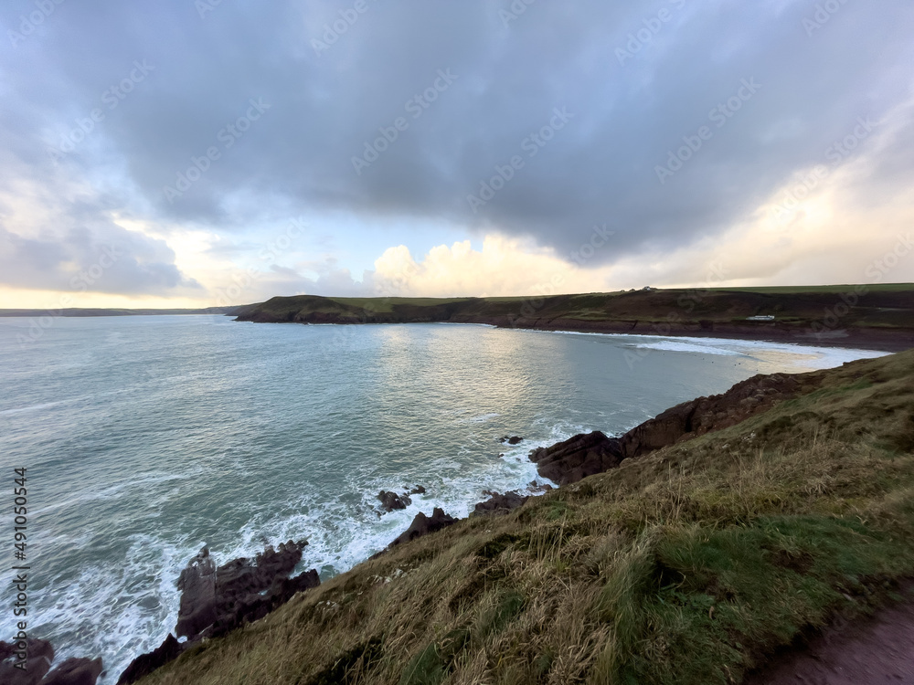 The coastal path along the cliffs at Manorbier, Pembrokeshire, Wales