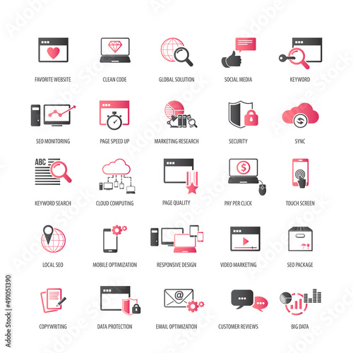 Set of SEO and Development icons	