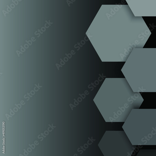 gray hexagon background image Placed in the right corner, overlapping from small to large, with copy space.
