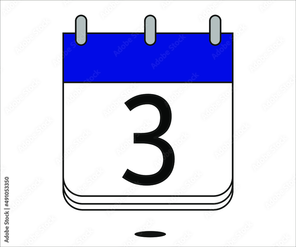 day 3 blue calendar icon with white background day 3 blue calendar icon with white background
