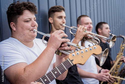 Photography Young street music band play a lot of musical instruments