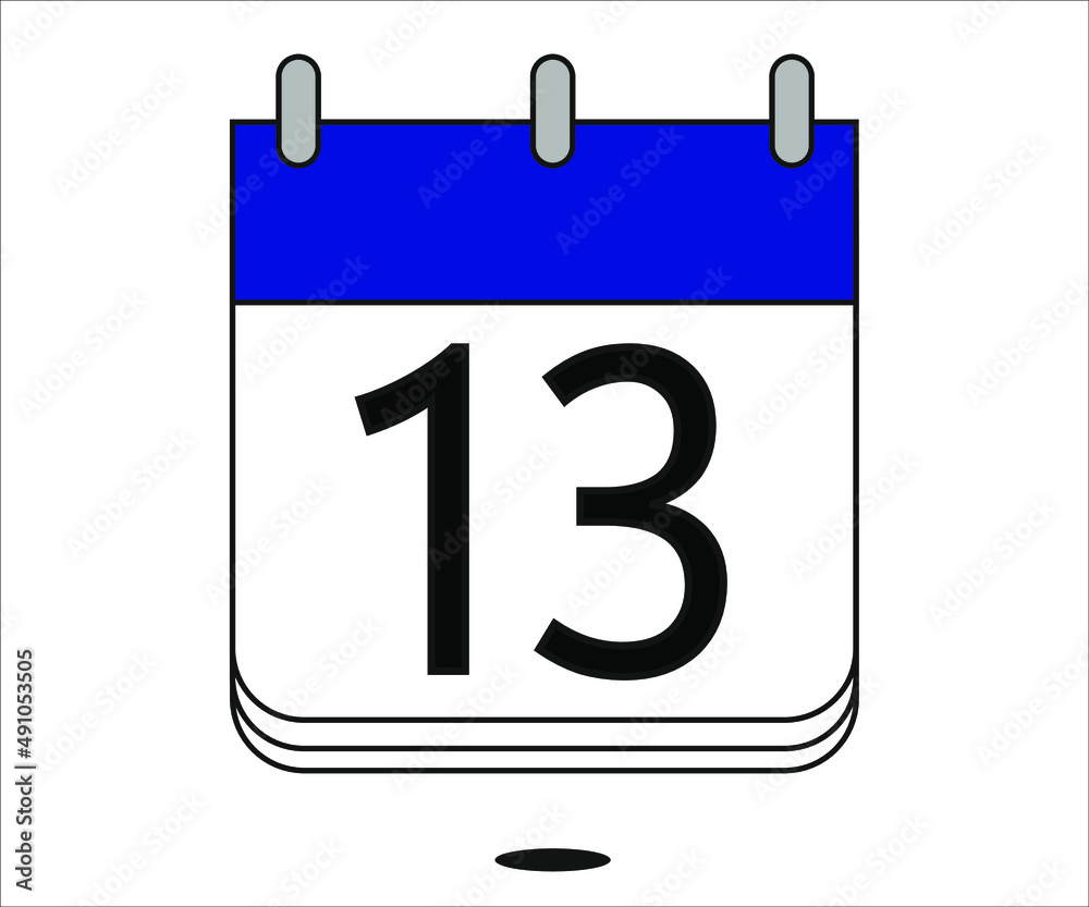 day 13 blue calendar icon with white background day 13 blue calendar icon with white background