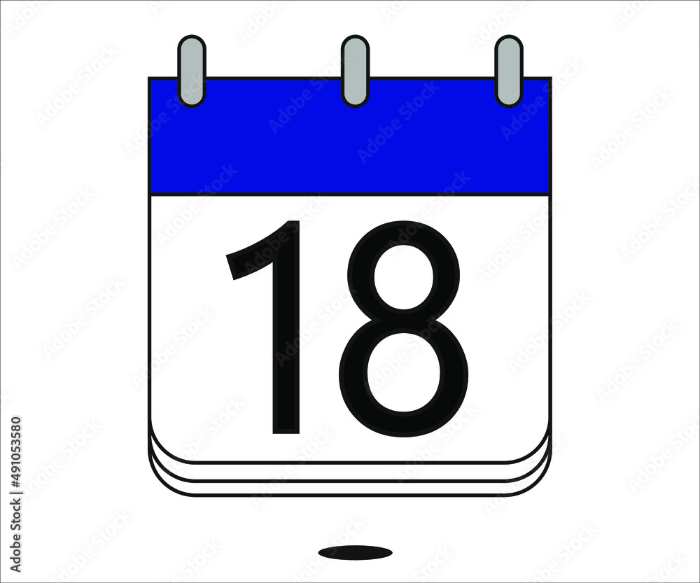 day 18 blue calendar icon with white background day 18 blue calendar icon with white background