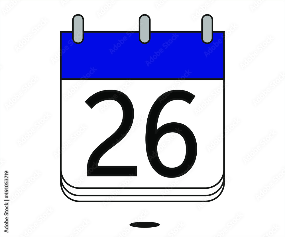 day 26 blue calendar icon with white background day 26 blue calendar icon with white background