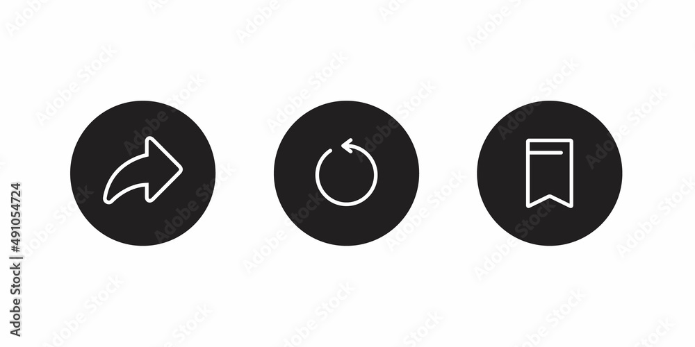 Share, Reload, and Save Button Icon Vector in Circle Shape Share, Reload, and Save Button Icon Vector in Circle Shape