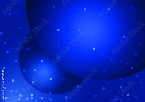 abstract of the future world with the shape of two large circles and many straight lines that concept dark blue background