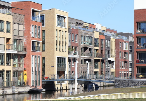 Amsterdam Houthaven District New Residential Buildings with Canal and Bridge, Netherlands