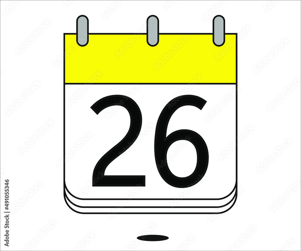 day 26 yellow calendar icon with white background day 26 yellow calendar icon with white background