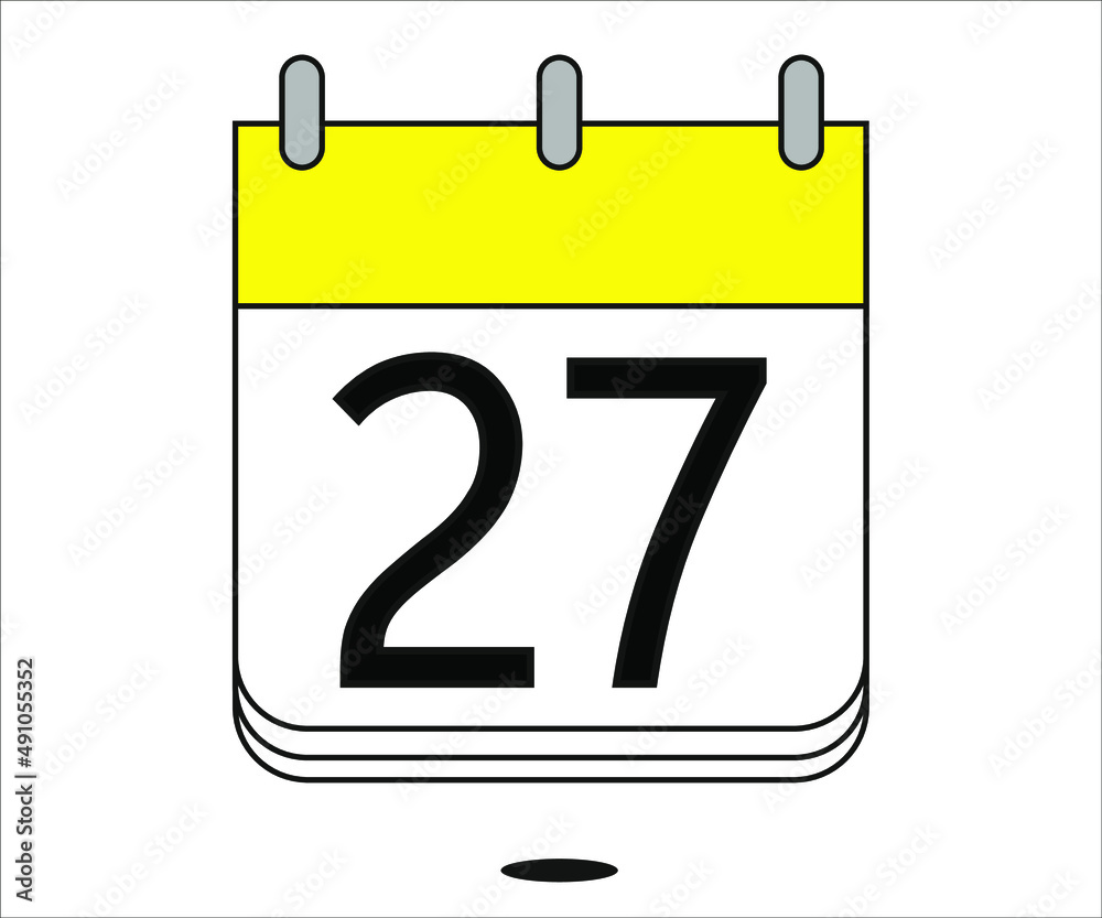 Fototapeta premium day 27 yellow calendar icon with white background