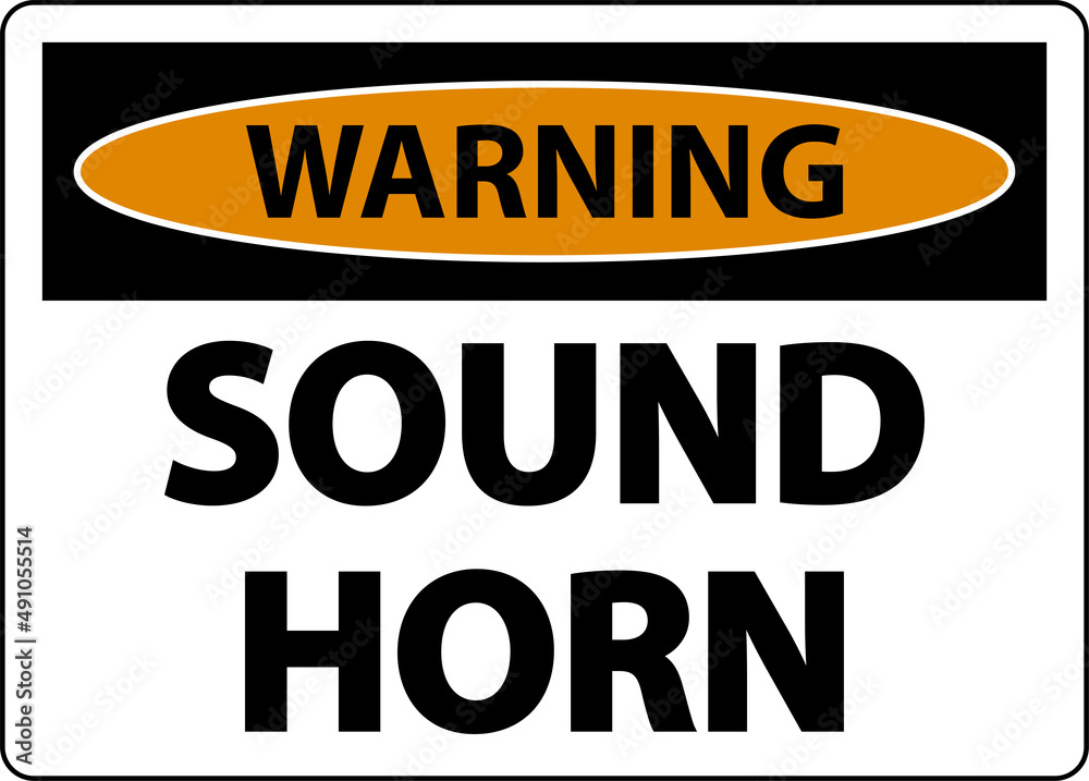 Warning Sound Horn Sign On White Background Warning Sound Horn Sign On White Background