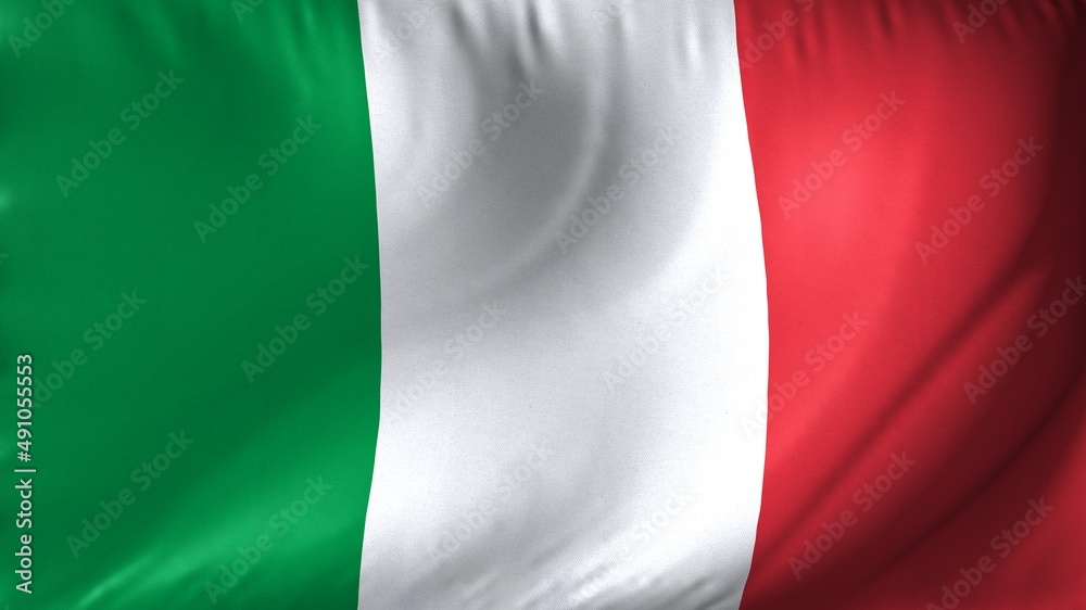 National flag of Italy. Italian flag waving against background.