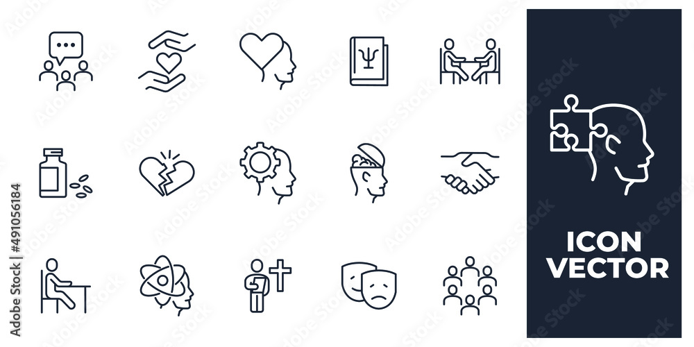 set of Psychology elements symbol template for graphic and web design collection logo vector illustration