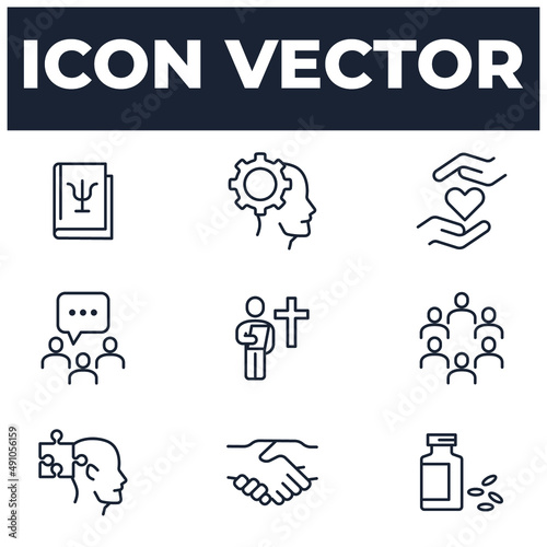set of Psychology elements symbol template for graphic and web design collection logo vector illustration