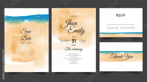 wedding cards, invitation. sea style design