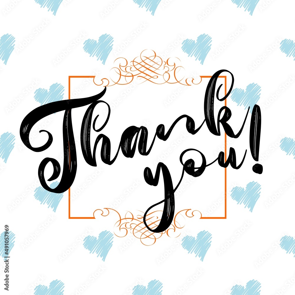 Obraz premium Thank You Card. Hand Written Lettering for Title, Heading, Photo Overlay, Wedding Invitation, Thank You Message. 