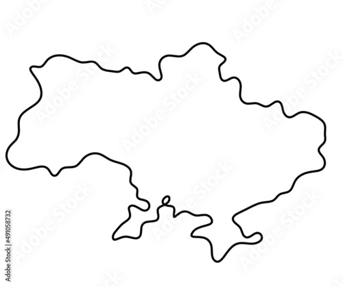 Map of Ukraine as line drawing on white background