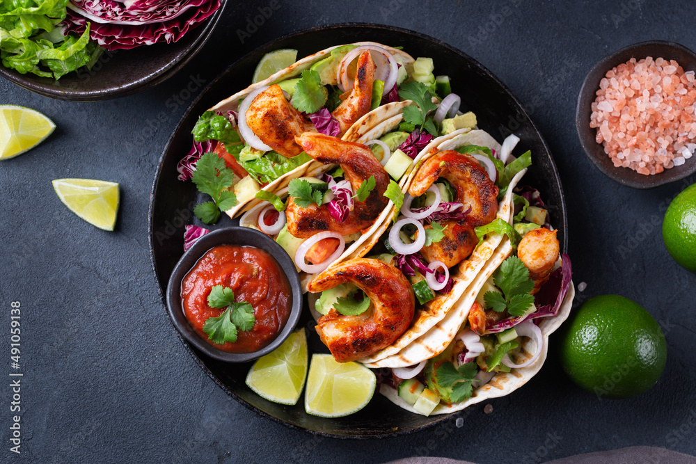 Vegan Tacos with Plant based prawns, shrimps