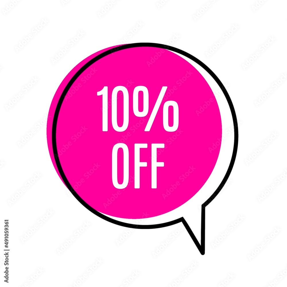 10% off on a pink balloon. Banner with ten percent ad. Discount sticker. 10% off on a pink balloon. Banner with ten percent ad. Discount sticker.