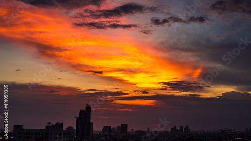 abstract background view of the colorful twilight sky.In the evening  the colorful changes  pink  orange  yellow  purple  sky  merge into the beauty of nature