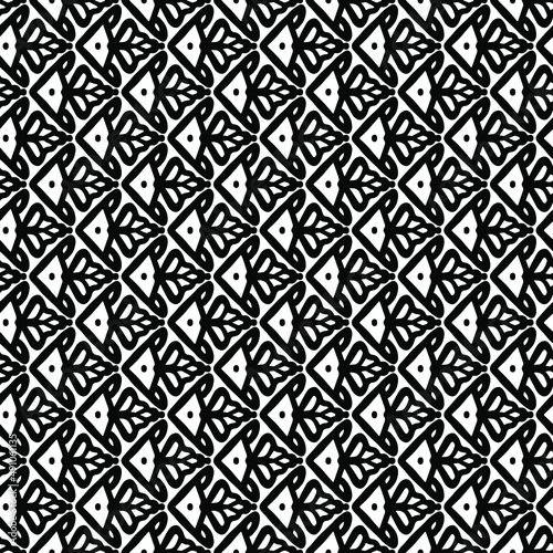 seamless tile with abstract fish drawn in black on a white background, vector seamles pattern