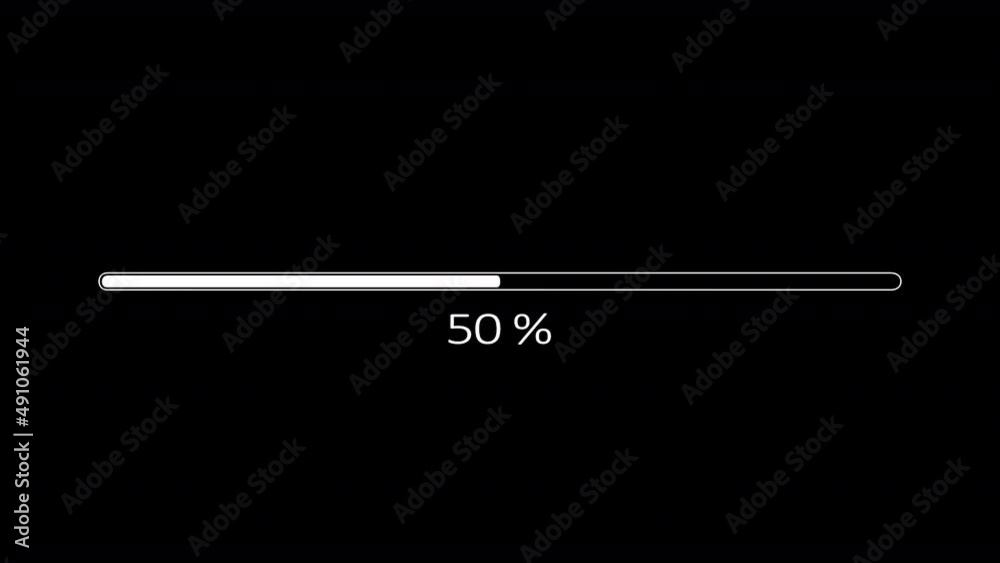Progress bar indicator from 0 to 100 increasing percentage.