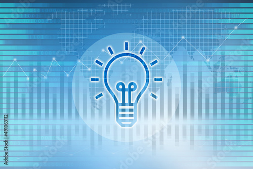 2d illustration bulb future technology, innovation background, creative idea concept 


