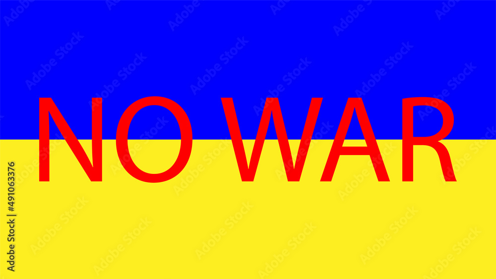Fototapeta premium Ukrainian flag with the inscription about peace and the end of the war. vector