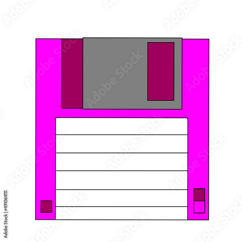 Three-inch floppy disk on a white background.