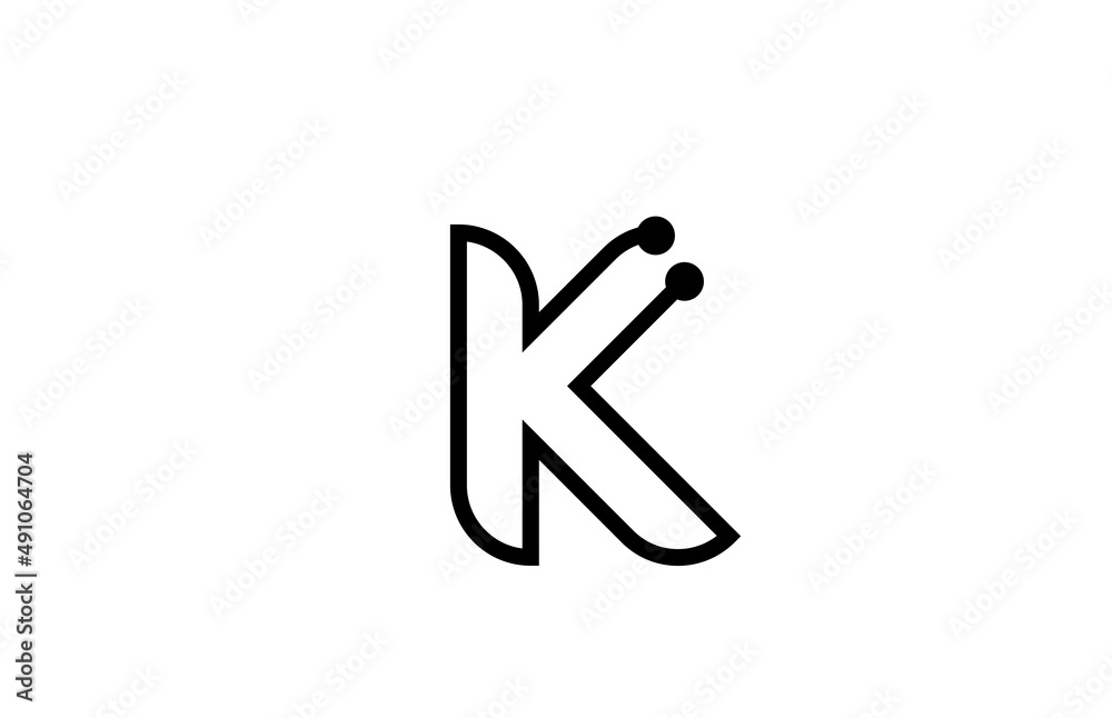 K line black and white alphabet letter logo icon design with dot. Creative template for business and company K line black and white alphabet letter logo icon design with dot. Creative template for business and company