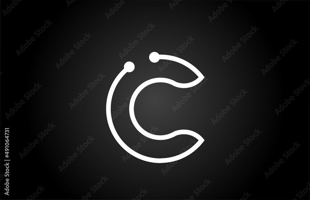 C alphabet letter logo icon design with dot and line. Creative template for business C alphabet letter logo icon design with dot and line. Creative template for business
