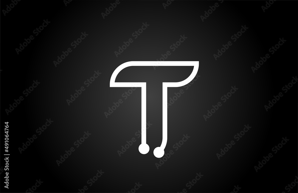 T alphabet letter logo icon design with dot and line. Creative template for business T alphabet letter logo icon design with dot and line. Creative template for business