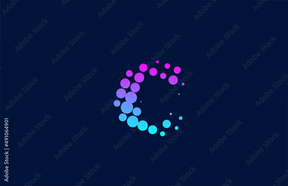 C dot alphabet letter logo icon design. Creative template for business and company in pink blue colors