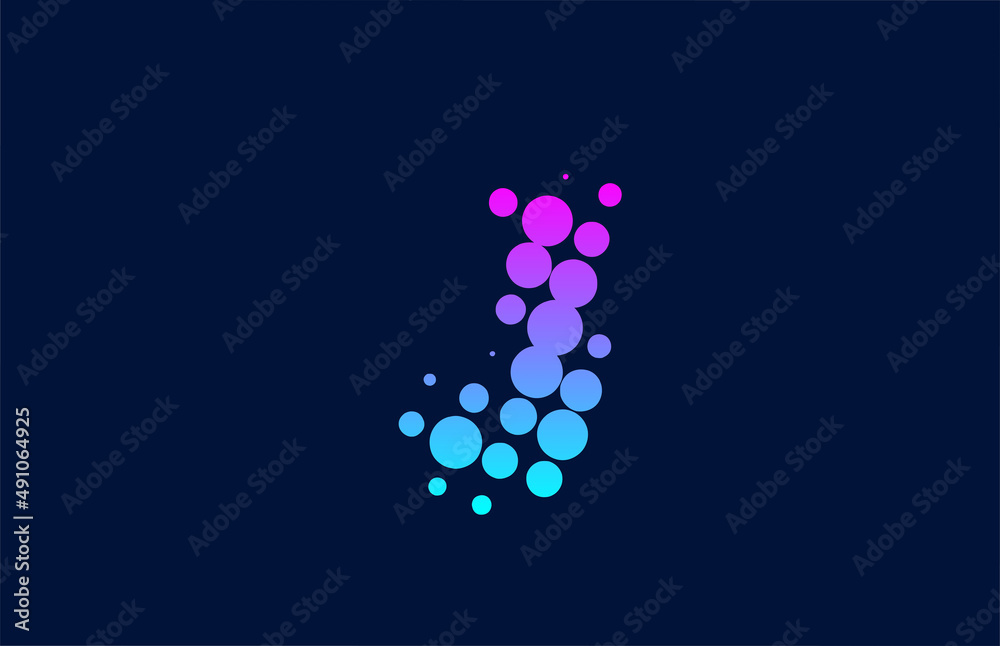 J dot alphabet letter logo icon design. Creative template for business and company in pink blue colors J dot alphabet letter logo icon design. Creative template for business and company in pink blue colors