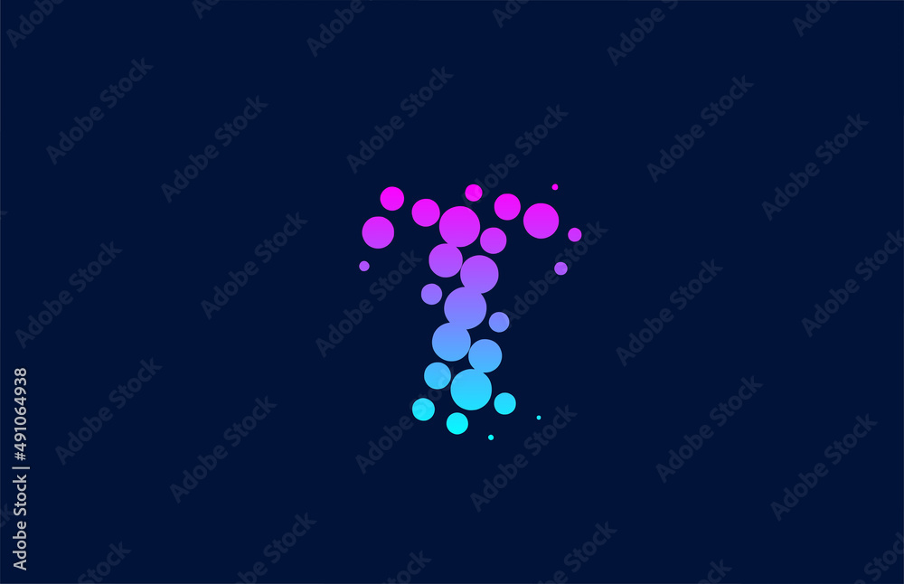 T dot alphabet letter logo icon design. Creative template for business and company in pink blue colors T dot alphabet letter logo icon design. Creative template for business and company in pink blue colors