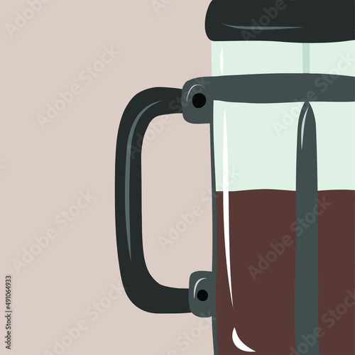 French press brewing coffee maker