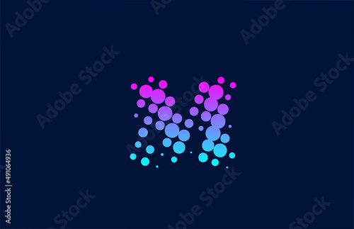M dot alphabet letter logo icon design. Creative template for business and company in pink blue colors