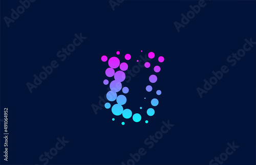 U dot alphabet letter logo icon design. Creative template for business and company in pink blue colors