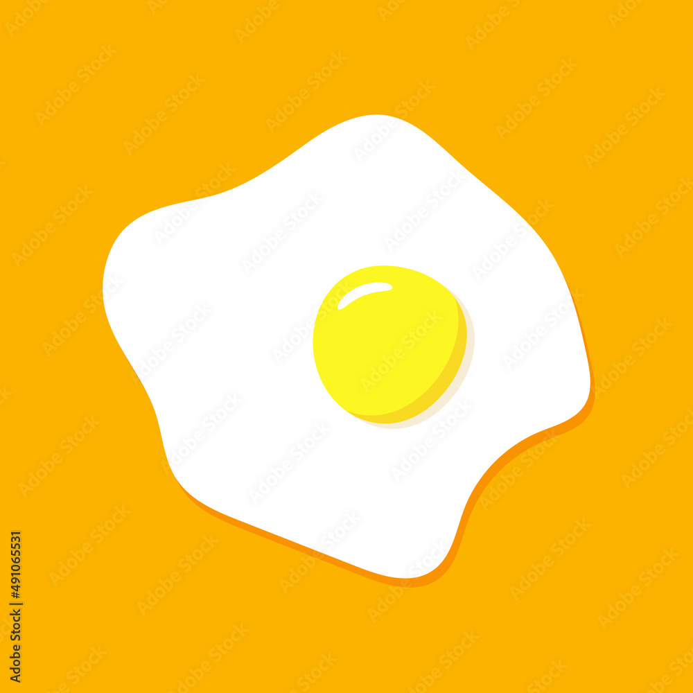 Fried egg isolated on orange background. Vector illustration. Fried egg isolated on orange background. Vector illustration.
