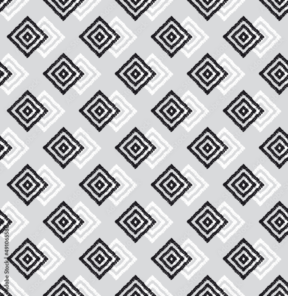 Rauten nahtloses Muster schwarz weiß grau für Teppiche, Tapete, Interieur, handgezeichnet, Kritzeleien, Hintergründe, geometrisch