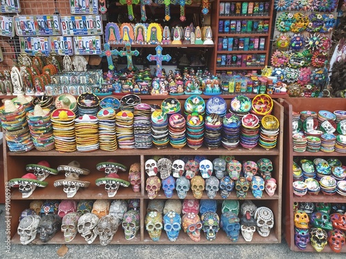 Souvenir colored skelletons yucatán mexico